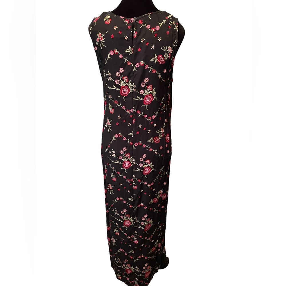 Victoria Holley Vintage 90s Black Whimsygoth Boho Witchy Hippie Rose Midi Dress - Picture 5 of 6